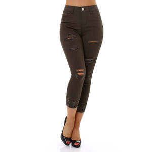 กางเกงยีนส์ทรงตรงสำหรับผู้หญิง รุ่นซัมเมอร์ ลุคสบายๆ เซ็กซี่ แต่งกระดุมและหมุด  ผ้าเดนิมระบายอากาศได้ดี เอวกลาง ทรงหลวม แต่งลายหินอ่อนแบบพันเกลียว - Product Image 4