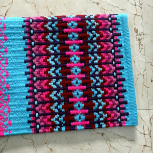 Tapis de selle de cheval western personnalisé |   Couverture de selle en laine mélangée à motif Navajo turquoise pour l'équitation - Product Image 3