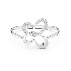 Anillo de Oro Blanco de 18K con Diamante Cultivado en Laboratorio de Corte Redondo en Forma de Corazón de Mariposa, Menos de 1 Quilate, Chapado en Rodio, de Lujo - Product Image 1