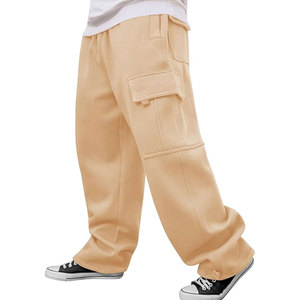 Pantalones deportivos holgados de forro polar para hombre, de pierna ancha con cintura elástica y cordón, joggers casuales y cómodos - Product Image 5