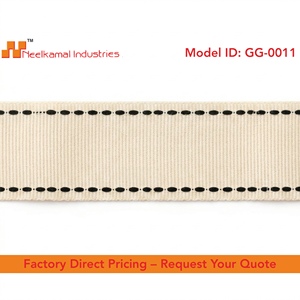 ริบบิ้นโกรเกรนสีขาวขนาด 25 มม. ของนีลกามัล อินดัสทรีส์ พร้อมขอบเย็บสีดำ ริบบิ้นตกแต่งสำหรับตกแต่งเสื้อผ้าและบรรจุภัณฑ์ - Product Image 2