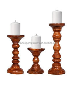 ชุดเชิงเทียนไม้3ชิ้นแบบทำมือผู้ผลิตในอินเดียโดยตรงสำหรับตกแต่งบ้าน - Product Image 6