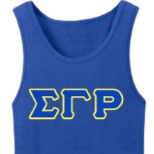 Camiseta sin mangas ajustada con apliques Sigma Gamma Rho, azul, para mujer, camiseta de hermandad con letras griegas, top deportivo informal, personalizado para universidad - Product Image 6