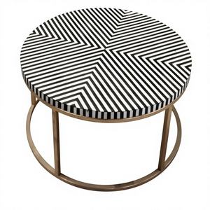 Accesorios para muebles de alto impacto, mesa de centro con base de metal o incrustaciones de hueso, mesa auxiliar de café decorativa lista para enviar - Product Image 1