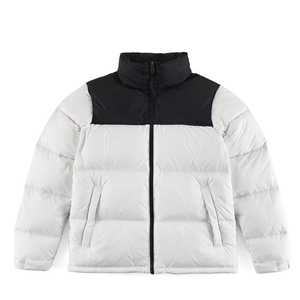 Chaqueta acolchada North F para hombre, color blanco, con cuello alto, gruesa, con cremallera, abrigo cálido para invierno - Product Image 1