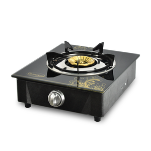 "Gas Cooktops Gmax GL-506B Single Burner Gas Stove Wrinkle Painting Body 90mm Brass Burner Chrome <b>Pan</b> Support Automatic Ignition - Product Image 3