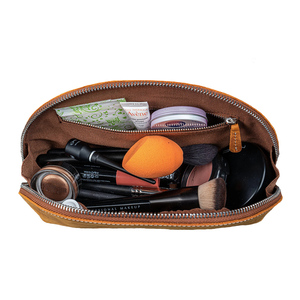 Bolsas de Cosméticos de Cuero Genuino Vintage al por Mayor de Fábrica, Organizador de Maquillaje con Cierre, Bolsa de Viaje para Belleza de Gran Capacidad - Product Image 4
