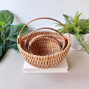 Ensemble de 3 paniers gigognes en rotin faits à la main, paniers de rangement en osier naturel, organisateur de maison bohème, décoration moderne du milieu du siècle - Product Image 1