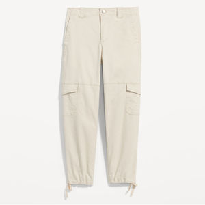 Pantalones Cargo Beige de Cintura Media para Mujer, Estilo Utilitario, Largura al Tobillo, con Cordón Ajustable en el Bajo, Casuales - Product Image 2