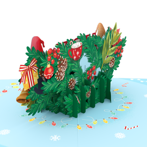 Tarjeta de Felicitación Navideña con Diseño de Gnomo y Corona, Hecha a Mano, con Sobre, Tarjeta 3D Pop-Up, Tarjetas de Felicitación Festivas - Product Image 3