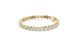Bracelet tennis en or massif 18 carats avec fermoir à maillons, serti de diamants de laboratoire ronds brillants de 6,2 carats, pour femme, bijoux fins. - Product Image 1