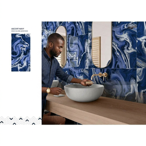 Ascort Navy 600x1200mm Glossy Digital Porcelain <b>Tiles</b> 60x120cm Polished Floor <b>Wall</b> <b>Tiles</b> for Commercial Interiors 4-Year - Product Image 1