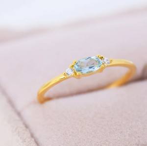 แหวนบลูโทแพซธรรมชาติจากสวิสเซอร์แลนด์ ตัวเรือนเงินสเตอร์ลิงหรือทอง แหวนบลูโทแพซธรรมชาติ แหวนพลอยขนาดเล็ก - Product Image 4