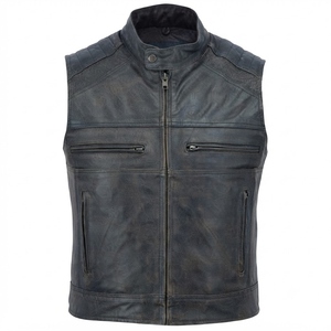 Gilet d'hiver pour homme en cuir d'agneau véritable, style décontracté, imperméable, fermeture éclair, sur mesure, vente en gros - Product Image 3