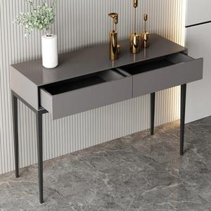 Mesa de Sofá con Cajones y Diseño Convertible con Espejo, Base de Hierro Moderna con Acabado en Laca Gris para Sala de Estar, Entrada y Uso en Hoteles - Product Image 5