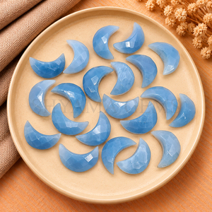 Opale bleue en forme de croissant de lune, pierre précieuse en vrac pour la fabrication de bijoux, vente en gros, pierre en forme de lune pour pendentif et artisanat - Product Image 2