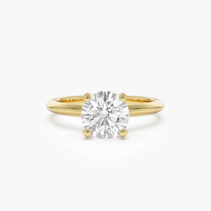 Anillo de compromiso de diamante de corte brillante redondo de 1 quilate de oro amarillo para mujer, estilo clásico, piedra natural, calidad premium - Product Image 1