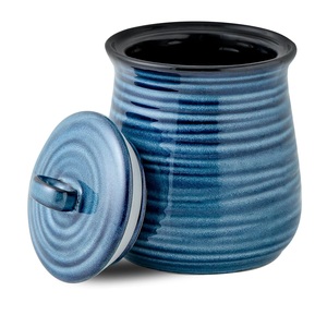 Artisan Ceramic Storage Canister Ribbed Glaze Airtight Lid Freshness Keeper <b>Kitchen</b> Counter Jar Elegant Modern <b>Decor</b> - Product Image 2