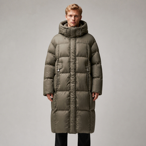 Unisex Hooded <b>Long</b> <b>Puffer</b> Jacket Thick Down Filled Winter <b>Coat</b> Windproof Zipper Closure - Product Image 2