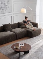 Modern Fransız Şönil Modüler Köşe Koltuk Çikolata Rengi Şezlong Villa Salon Minimalist Daire Mobilyası