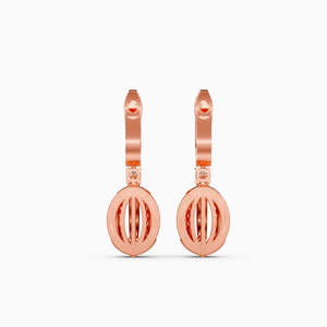 JEWELLERY PLANET Boucles d'oreilles créoles de luxe en or 10K, diamant taille coussin, sertissage clos vintage, design couronne bohème, unisexe, mariage - Product Image 6
