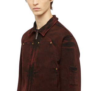 Veste de travail en jean délavé style vintage américain pour homme, personnalisée, avec fermeture éclair ornée de strass, vente en gros - Product Image 5