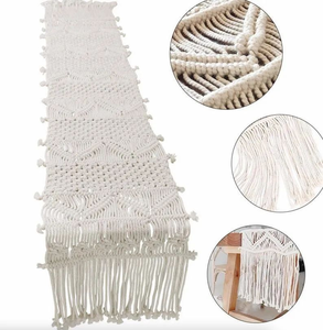 Boho Style Handmade Knotted Design <b>Runner</b> 14 X 78 inches White Macrame Cotton Table <b>Runners</b> for Home Decor - Product Image 2