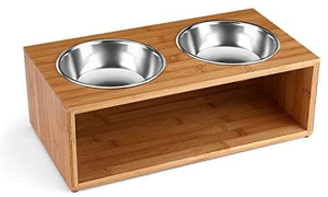 Comedero Elevado para Mascotas de Madera Sólida Sostenible, Diseño Clásico, 2 Tazones de Acero Inoxidable Ecológicos, Base de Plástico para Perros, Venta al Por Mayor - Product Image 5