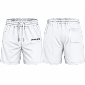 Custom Pure <b>White</b> <b>Men's</b> Premium French Terry <b>Shorts</b> Drawstring Elastic Waist Band Side Pockets Custom Printing Breathable <b>Shorts</b> - Product Image 1