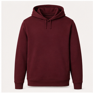 Customize <b>Burgundy</b> <b>Mens</b> Slim Relaxed Pullover <b>Hoodie</b> Tonal Drawcord Side Pockets Dense Cotton Interlock Fleece MHOOD-0009 - Product Image 1