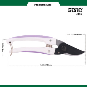 Sécateur de jardinage professionnel SONO J305 pour droitiers, cisaille bypass en acier au carbone avec revêtement PTFE et poignée en plastique ABS - Product Image 4