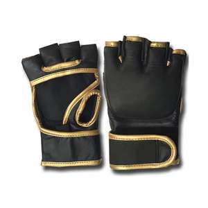 Gants de MMA demi-doigts pour hommes OEM en cuir anti-humidité avec fermeture à lacets et poignet auto-agrippant, fabriqués au Pakistan - Product Image 4