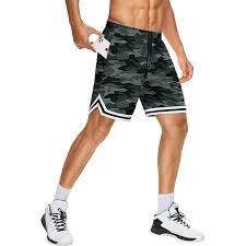 Pantalones cortos de baloncesto con estampado de camuflaje para hombre – Pantalones cortos deportivos de malla de secado rápido – Pantalones cortos de gimnasio con estampado de camuflaje gris – Pantalones cortos de entrenamiento a rayas para hombre - Product Image 2