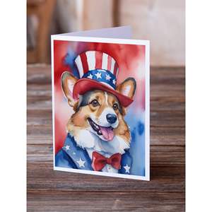 Corgi Patriotic American Whimsical A7 Tamaño 5x7 Tarjetas de notas en blanco Paquete de 8 con sobres Tarjetas de felicitación - Product Image 2