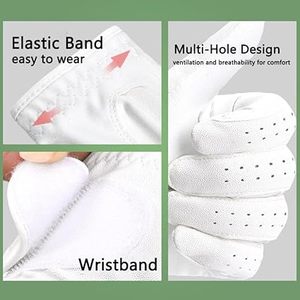 Gloves Hut Genuine Leather <b>Adjustable</b> Wrist <b>Strap</b> Lightweight Unisex Golf Gloves for Outdoor Sports & Casual Use - Product Image 2