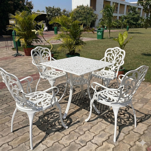Modern Phoenix Cast Aluminum Rocking Turned Leg <b>Armchair</b> European Farmhouse Style Durable Rustproof Metal <b>Dining</b> Chair Garden - Product Image 4