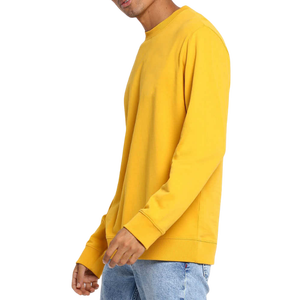 Sweat-shirt à col rond jaune pour homme, coupe classique, couleur unie, tricoté, manches longues, style streetwear - Product Image 2