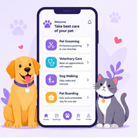 Desarrollo de Aplicaciones Móviles para Servicios de Mascotas: Peluquería, Veterinaria, Paseo de Perros, Alojamiento, Entrenamiento, Reservas, Internet, Linux
