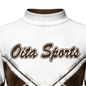 Jersey Deportivo Sublimado Marrón y Blanco de Manga Larga para Animadoras, Ropa Deportiva para Equipos, Entrenamiento, Práctica, Competencia, Uniforme de Juego - Product Image 3