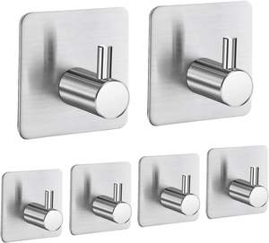 <b>Heavy</b> <b>Duty</b> Waterproof Stainless Steel Adhesive Hooks for Wall and Door-Bathroom Towel and Clothes Hanging - Product Image 1