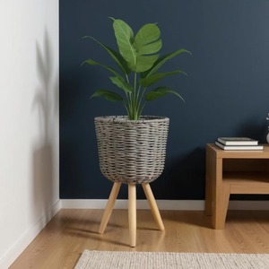 Base de Ratán Verde para Macetas, Decoración de Interiores, Esquinas, Hogares, Restaurantes y Oficinas - Product Image 3