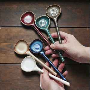 Petite cuillère mélangeuse en céramique pour la maison, multi-usages, pour porridge, dessert, café, thé, soupe, cuisson, en céramique, pour crème glacée UO - Product Image 2