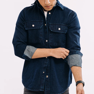 Custom Made Lightweight New Arrival Men Screen Printing Denim Shirt Luxury Style Promotion Unique Men's Denim Shirt OEM - Product Image 3