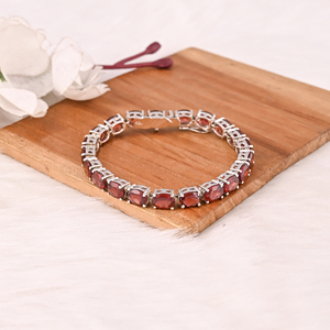 High Quality 925 Sterling Silver Garnet Tennis <b>Bracelet</b> Luxury Gemstone Jewelry for Unisex - Product Image 1