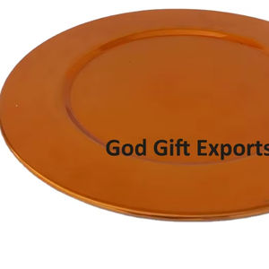 Vente chaude en forme de rond en or rose en aluminium en métal Restaurant chargeur plaque décoration de mariage Table servant plaque de chargeur en métal - Product Image 1