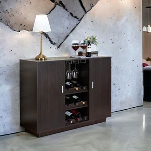 Mobile Bar Elegante a 2 Ante per Conservazione Vini, Stile Espresso - Product Image 1