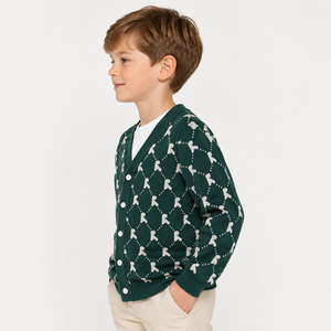 Cardigan en tricot jacquard à manches longues 100% coton personnalisé pour bébé et enfant, pour garçon et fille - Product Image 2