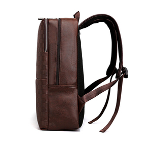 Roziv Sports Brown Genuine Leather <b>Laptop</b> <b>Backpack</b> Diamond Lattice Pattern Large Capacity Water Resistant Luxury Style Unisex - Product Image 3