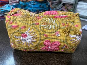 Quilted Cotton Travel Toiletry Bag Handmade Floral Design Utility Wash Bag Zipper Boho <b>Makeup</b> <b>Vanity</b> Case Cosmetic Bag Gift - Product Image 3