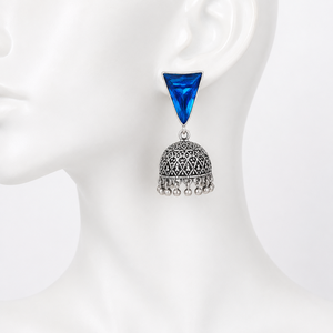 Pendientes Colgantes Clásicos al por Mayor con Baño de Plata Oxidada, Engaste de Bisel, Topacio, Perla de Imitación, Diseño Antiguo, Tradicionales para Mujer - Product Image 1